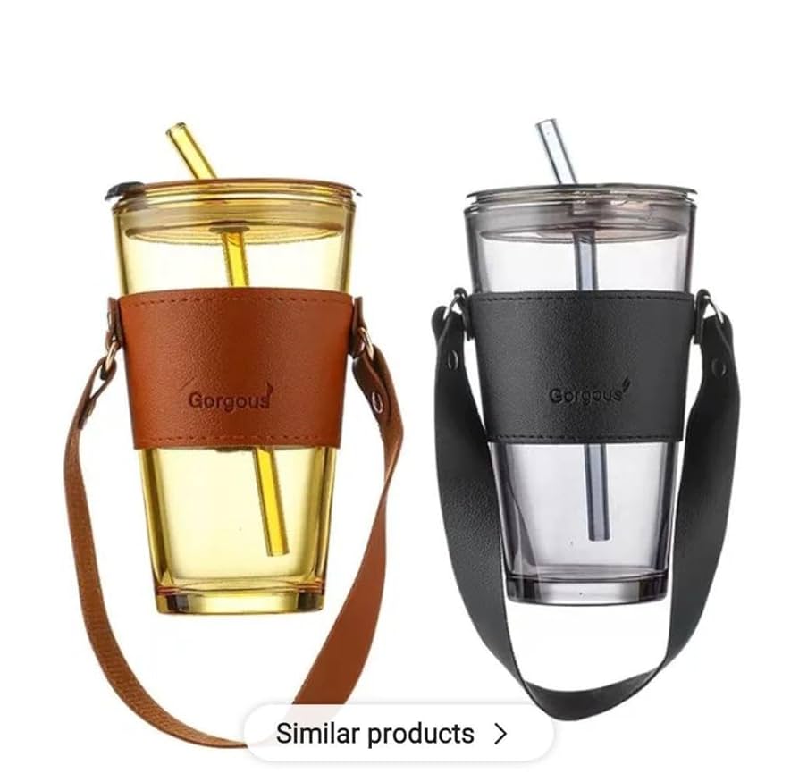 Glass Tumbler with Glass Straw and Lid